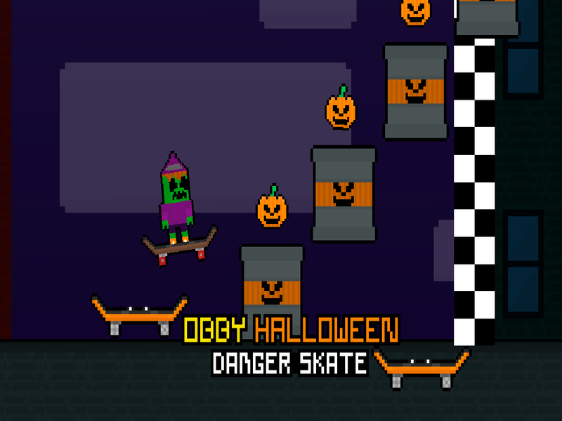 Mäng Obby Halloweeni ohu uisutamine Internetis